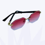 Lunettes de soleil polygonales As American Style – Verres dégradés rose & bleu, monture dorée UV400