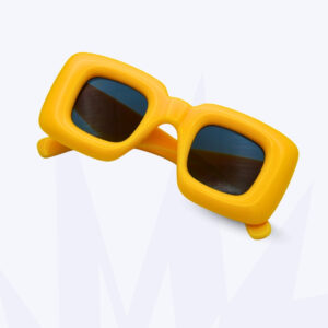 Lunettes de soleil carrées As American Style – Monture jaune audacieuse & verres noirs UV400