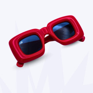 Lunettes de soleil carrées As American Style – Monture rouge épaisse & verres bleus UV400